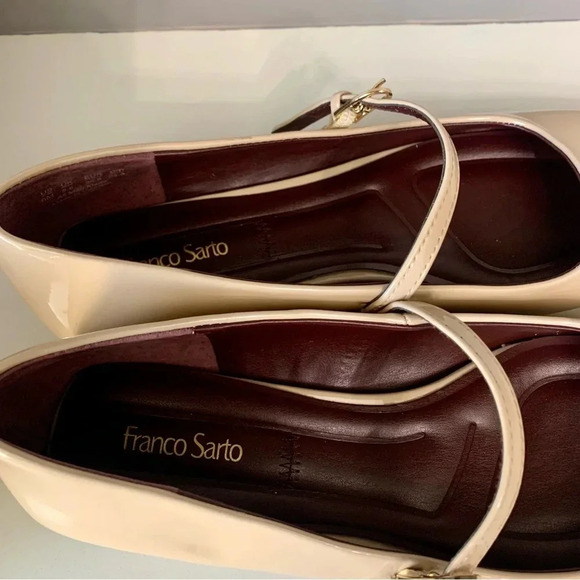 NEW Franco Sarto Tinsley Mary Jane Faux Patent Leather Flat in Nude/Tan- 8 - Picture 6 of 7